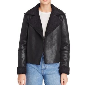 VIGOSS Black Faux Shearling Open front Jacket